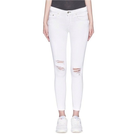 rag & bone Denim - RAG & BONE White Skinny Distressed Jeans 29